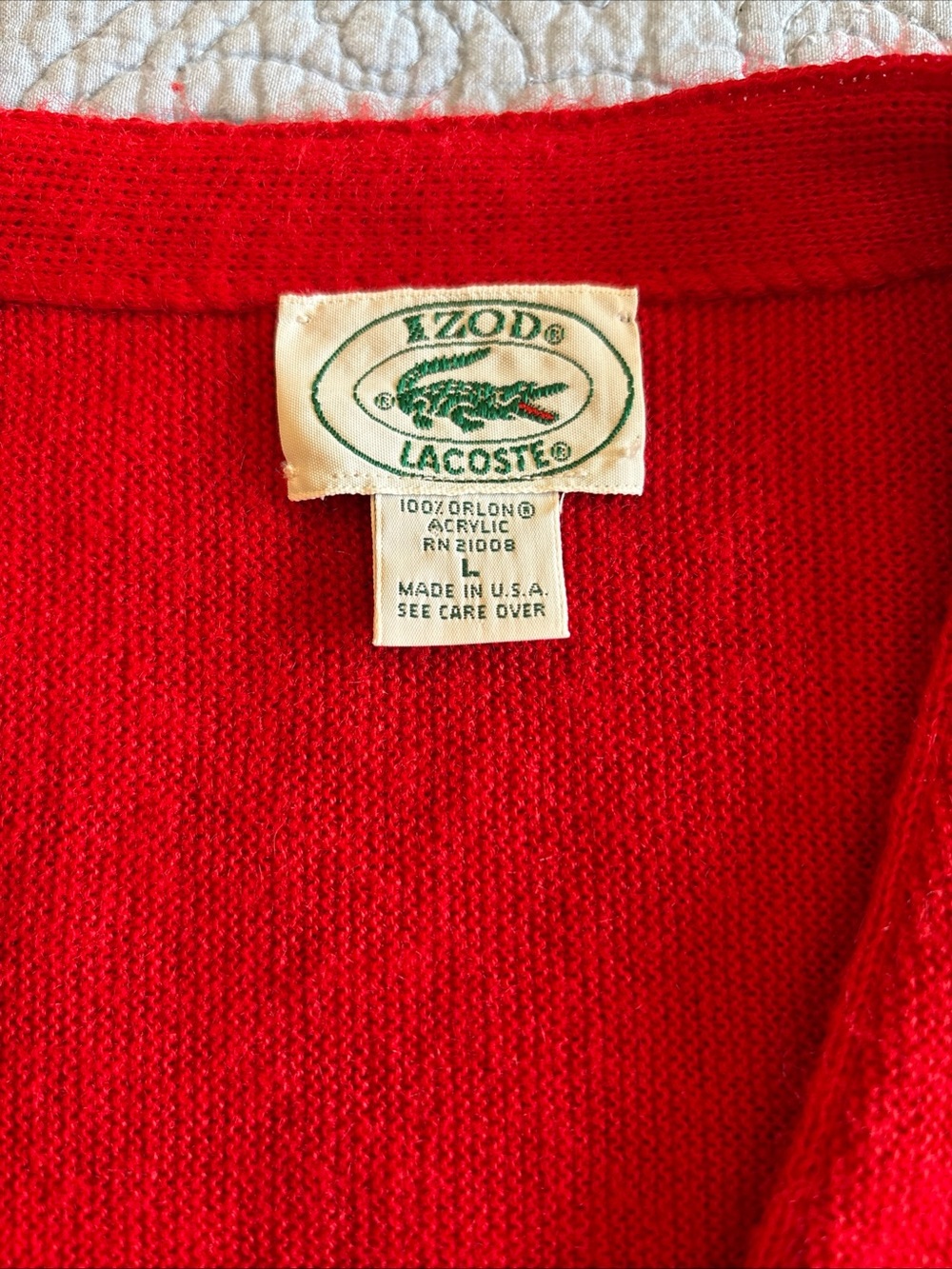 Izod Men’s Bright Red V-Neck Button Cardigan Vintage - Picture 2 of 10